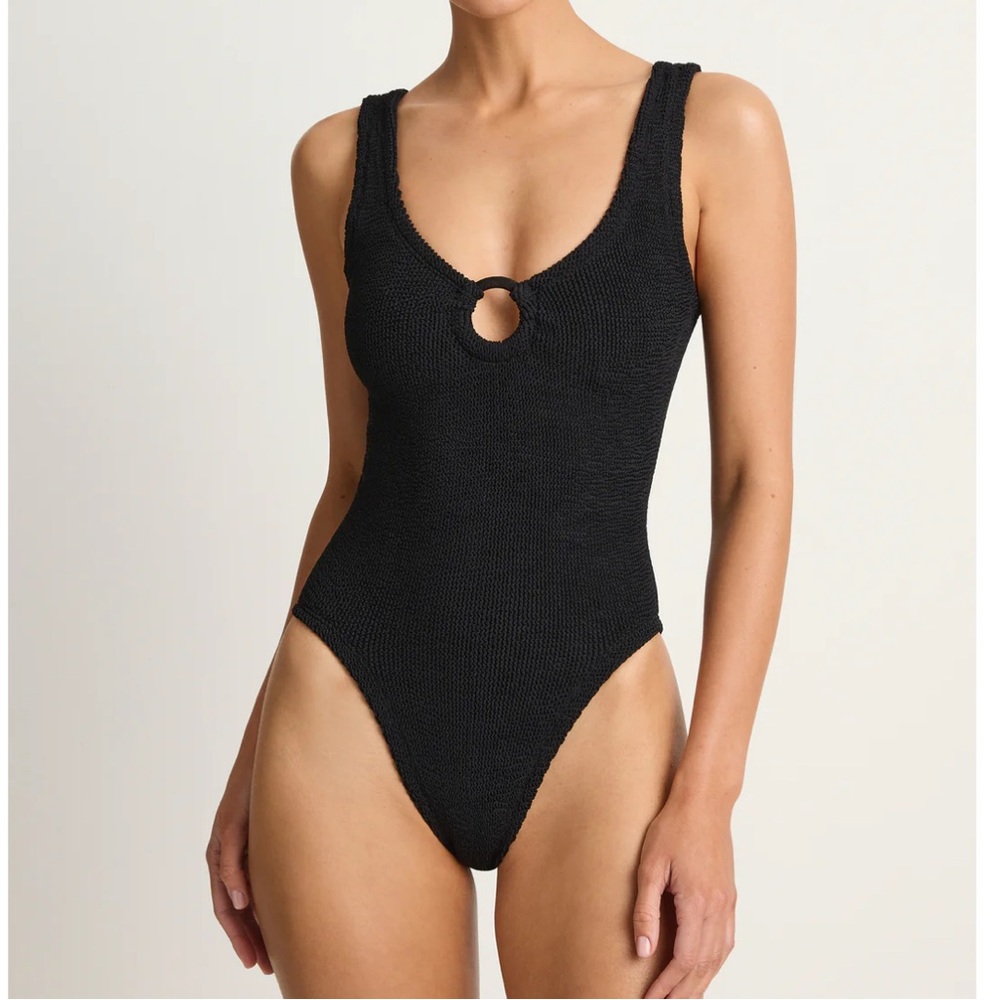Hunza G Celine Shirred Swimsuit Black NWOT